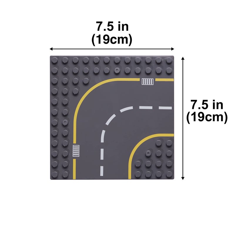 Apostrophe Games Large Building Blocks Road Base Plates Compatible with Large Building Blocks â€“ 8Pcs Straight and Curved Road Construction Blocks â€“ 7.5 x 7.5 Inch Street Baseplates, STEM Learning - Image 2